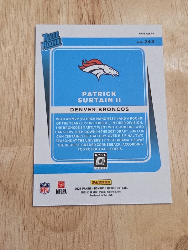 2021 Donruss Optic PATRICK SURTAIN II Holo Variation #244 Rated Rookie Denver SP gallery