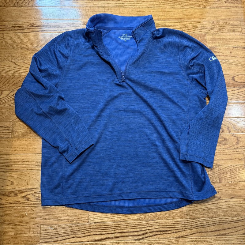 MLB Baseball Shirt Mens XL Blue Vineyard Vines Performance Quarter Zip Pullover