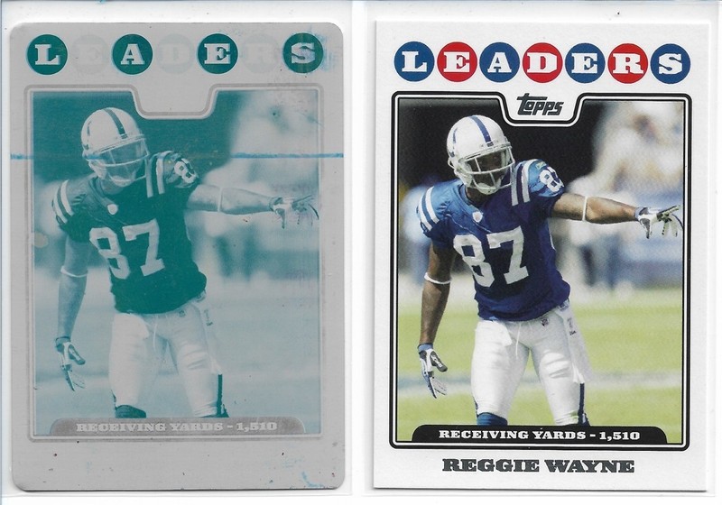 2008 Topps #292 Reggie Wayne Indianapolis Colts 1/1 Cyan Printing Plate W/ Card