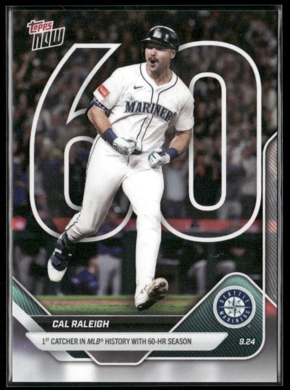 2025 Topps NOW Cal Raleigh #765 1st Catcher in MLB History with 60 HR