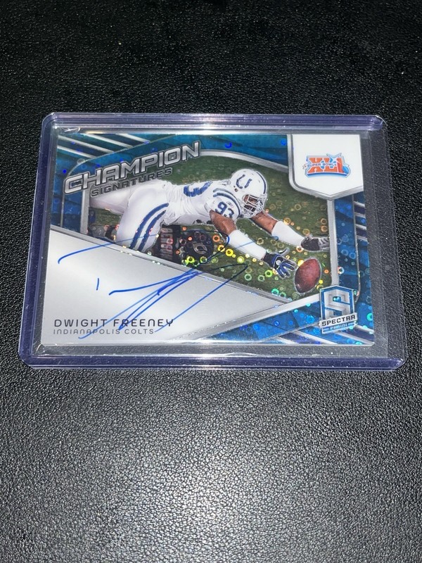 2024 Panini Spectra Champion Signatures Neon Blue Freeney Auto #CS-DFY /50 Colts