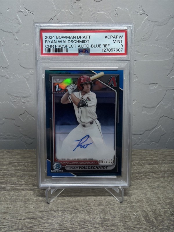 2024 Bowman Chrome Draft Ryan Waldschmidt Blue Refractor Auto /150 PSA 9