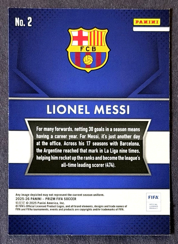 Lionel Messi FLASHBACK 2015 #2 2025-26 Panini Prizm FIFA FC Barcelona gallery