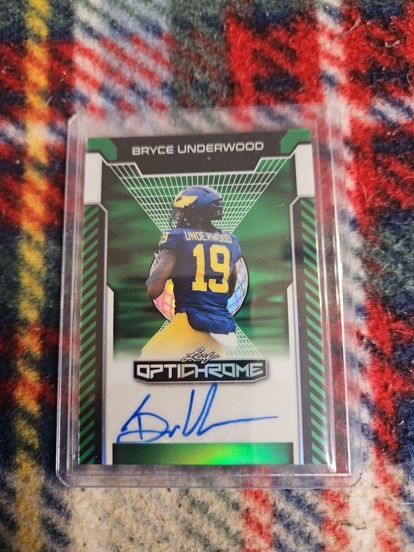 2025 LEAF OPTICHROME HOLO ROOKIE AUTO 2/6 BRYCE UNDERWOOD MICHIGAN WOLVERINES 🔥 gallery