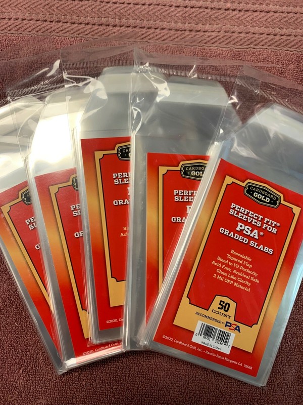 250 Cardboard Gold PERFECT FIT SLEEVES for PSA GRADED SLABS, NO LOGO – 2mil-NEW