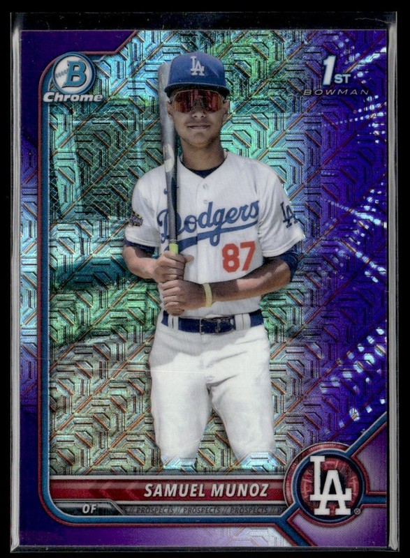 2022 Bowman Chrome Prospects Purple Mega Mojo Samuel Munoz 162/250 Los Angeles