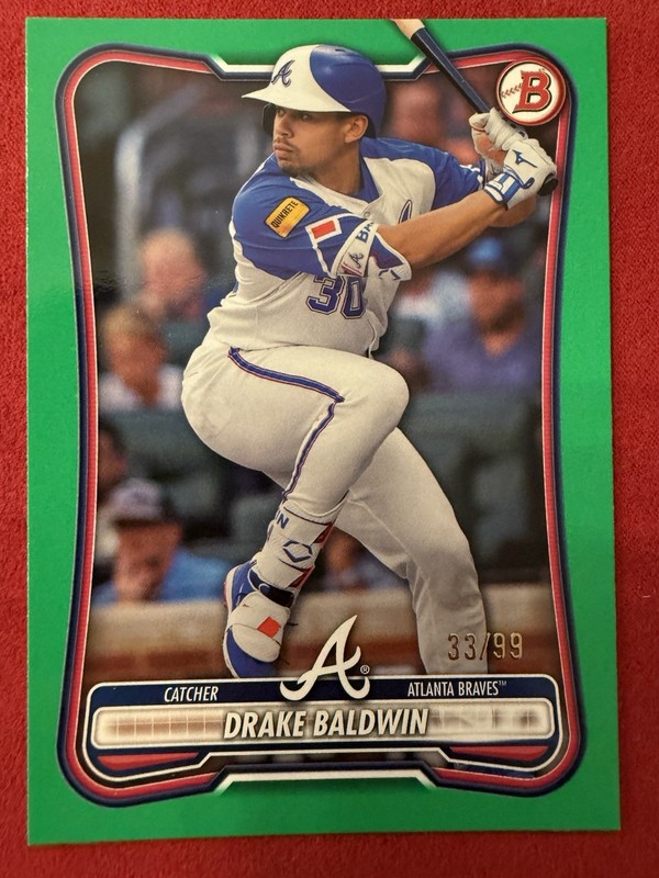 Drake Baldwin 2025 Bowman Chrome RC True Green /99 Atlanta Braves