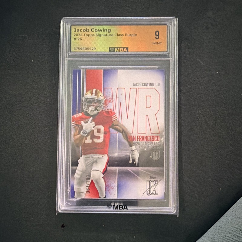 2024 Topps Signature Class Jacob Cowing Purple #176/100 MBA 9 49ers