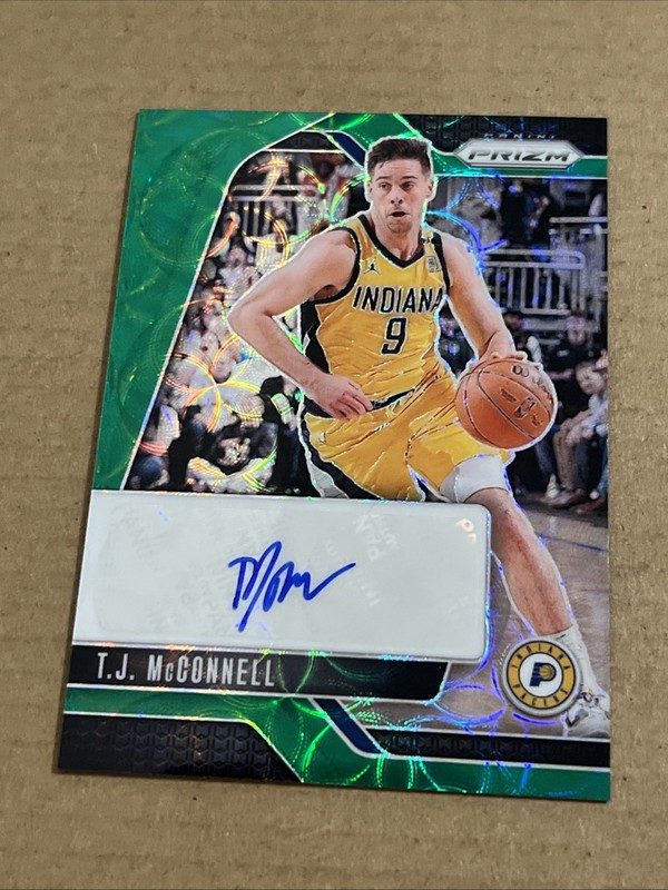 2024-25 Panini Prizm T.J. McConnell Signatures Choice Green Prizm #’d 2 /8 Auto