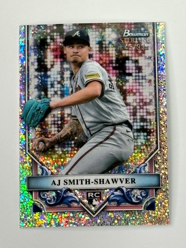 2024 BOWMAN STERLING A J SMITH-SHAWVER RC 45/99 SPECKLE REFRACTOR ATLANTA BRAVES