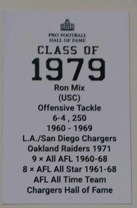 Ron Mix Custom 4x6 Art Card Oakland Raiders Football HOF Class 1979 New 2025 gallery