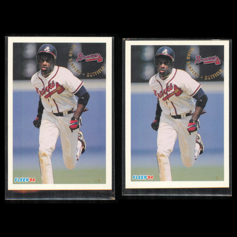 Deion Sanders Lot 2 Baseball Cards 1994 Fleer Atlanta Braves Set Collection MLB