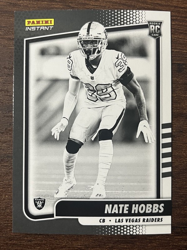 2021 Panini Instant Nate Hobbs RC Black and White Rookies #BW44 Raiders Rare