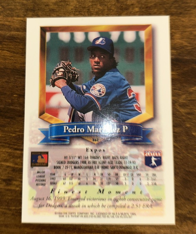1994 Topps Finest Pedro Martinez 362 CENTERED Expos Red Sox gallery