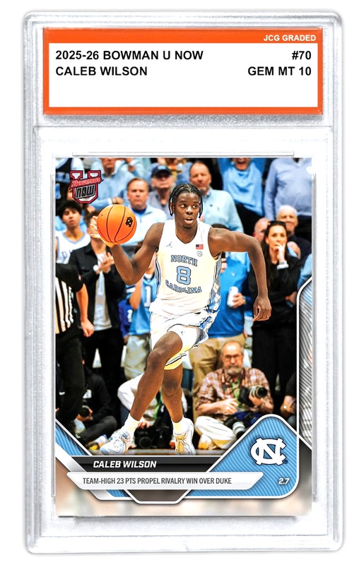 Caleb Wilson 2025-26 Bowman U Now #70 North Carolina Duke Graded Gem Mint 10