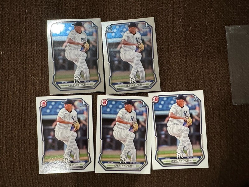 2026 1st Bowman Lot Of 5 New York Yankees Henry Lalane Paper Chrome T0