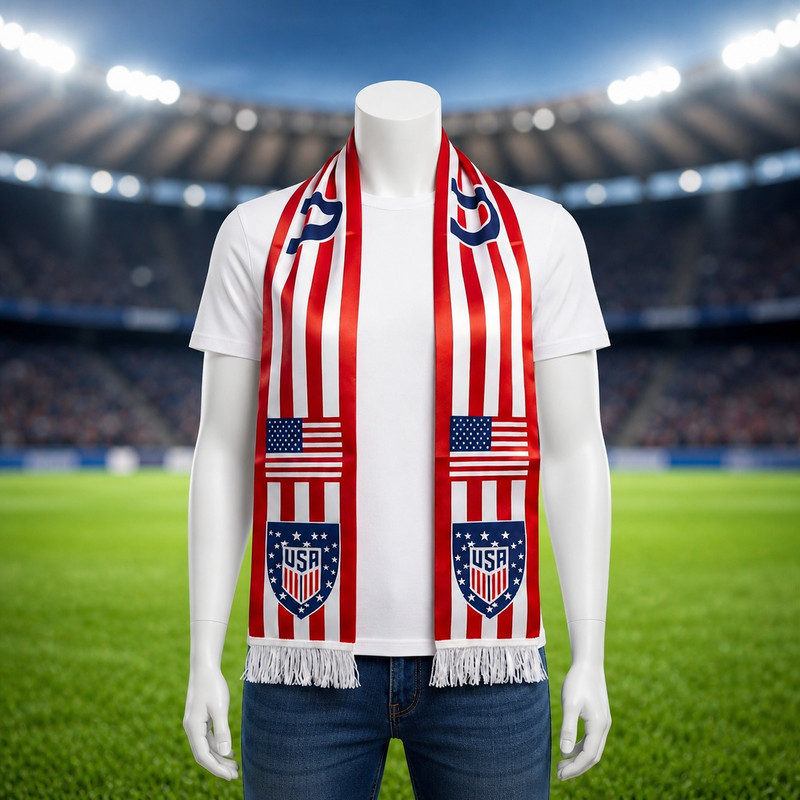 USA Soccer Scarf National Team Fan Red White Blue Flag Fringe World Cup