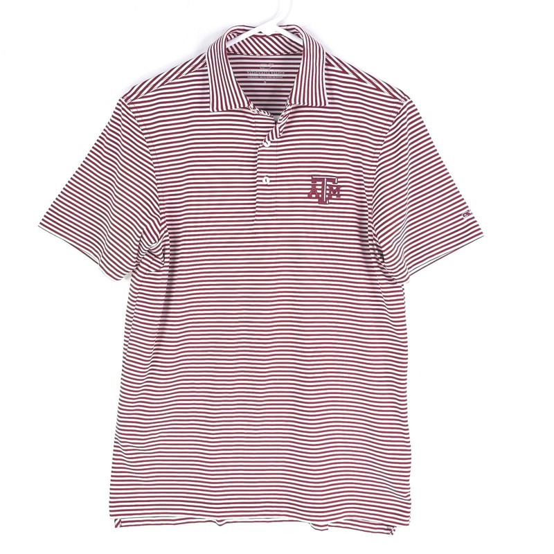 Texas A&M Aggies Shirt Men S Maroon Stripe Vineyard Vines Performance Golf Polo