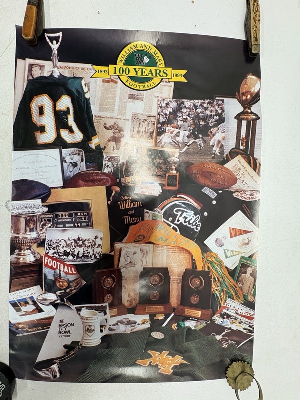 William & Mary Football Poster Celebration 100 Years Of The Program 22” X 15”
