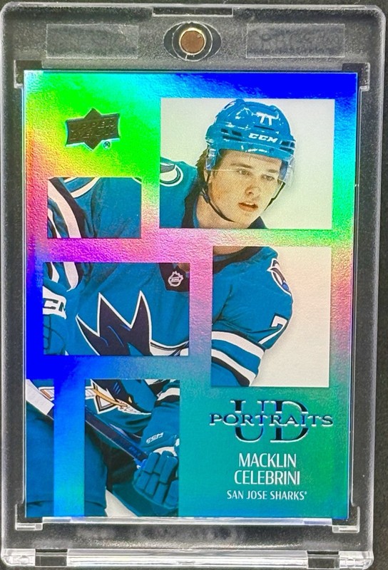 Macklin Celebrini RARE ROOKIE RC BLUE REFRACTOR INVESTMENT CARD SHARKS MINT