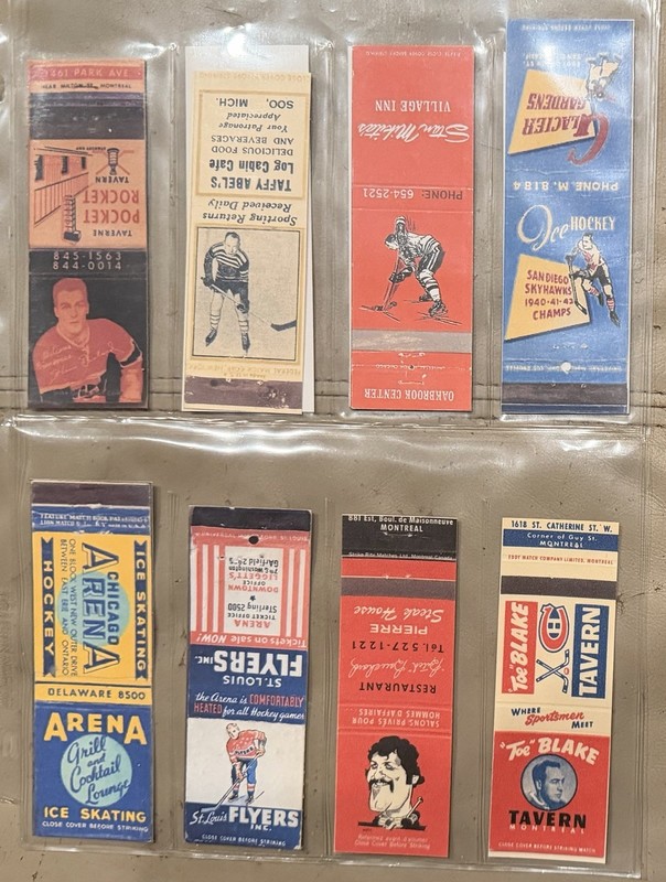 11 Diff Misc Hockey Matchbook Advertising. Reprints Rare Ex Cd.