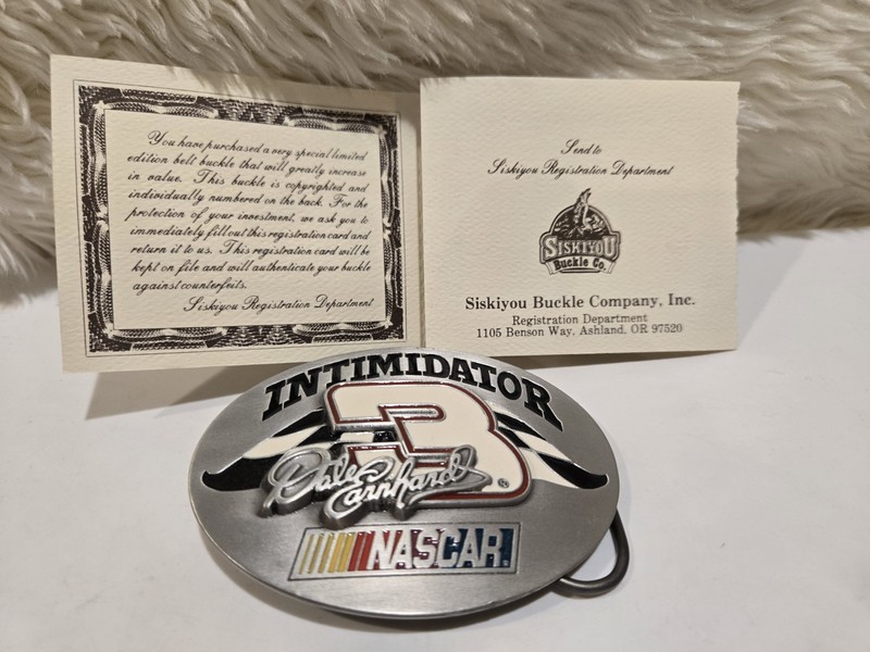 Dale Earnhardt #3 Intimidator Oval Pewter Belt Buckle by Siskiyou Nascar New COA