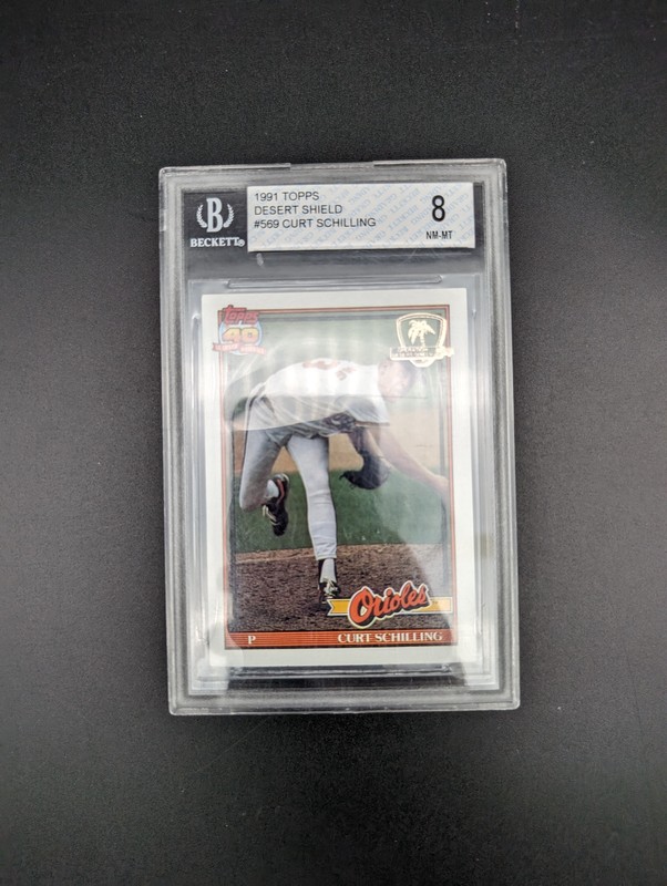 1991 Topps #569 Curt Schilling Desert Shield BGS 8