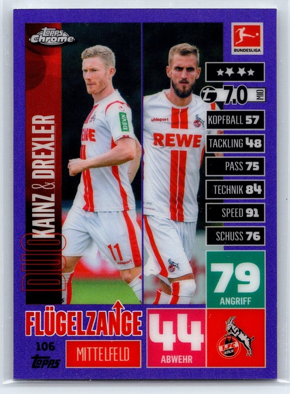 2020 Chrome Match Attax Bundesliga Kainz & Drexler #106 Purple Refractor /299