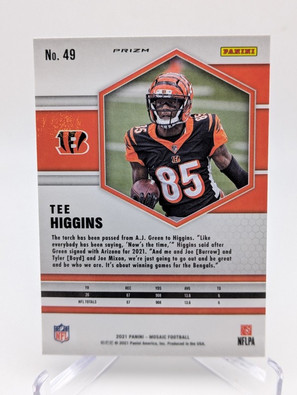 💥 2021 Panini Mosaic Mosaic Reactive Yellow & Red Prizm #49 Tee Higgins gallery