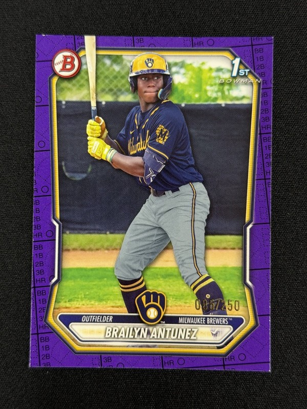 2026 Bowman • Brailyn Antunez BP-41 • Purple Pattern /250 • Milwaukee Brewers
