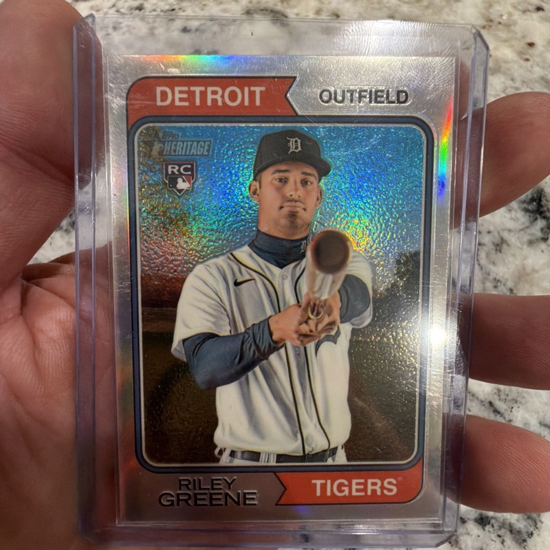 2023 Topps Heritage - Riley Greene #48 Chrome Refractor /574 (RC) gallery