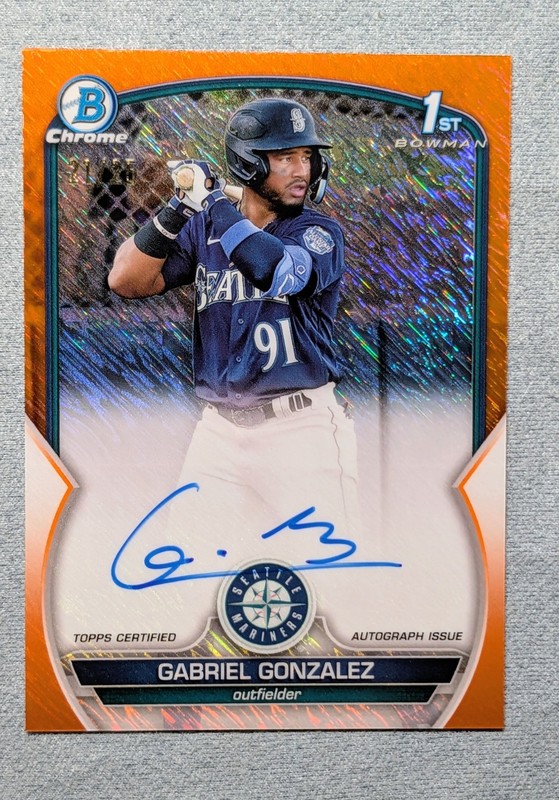 2023 Bowman Gabriel Gonzalez Chrome Auto Orange Shimmer Refractor #/25 Twins