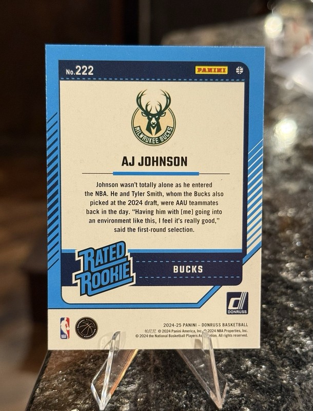 2024-25 Donruss International AJ JOHNSON RC Rated Rookie HOLO RED LASER #222 gallery