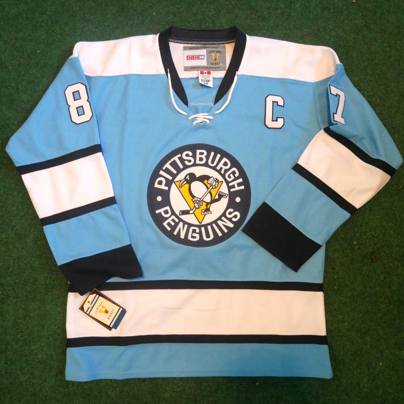 Sidney Crosby Pittsburgh Penguins Blue & White 1968-’71 Throwback CCM NHL Jersey