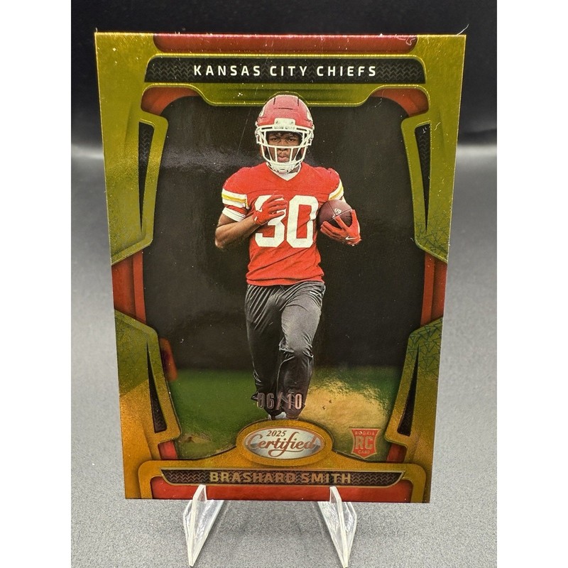 2025 Panini Certified Brashard Smith Gold /10 Kansas City Chiefs Rookie