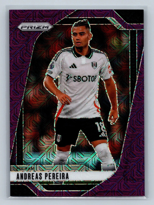 Andreas Pereira 2024-25 Panini Prizm Premier League Purple Mojo Prizm /25 #211