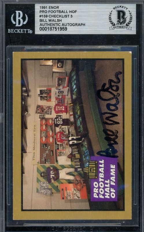 Bill Walsh Beckett BAS Signed 1991 Enor Hall of Fame Autograph