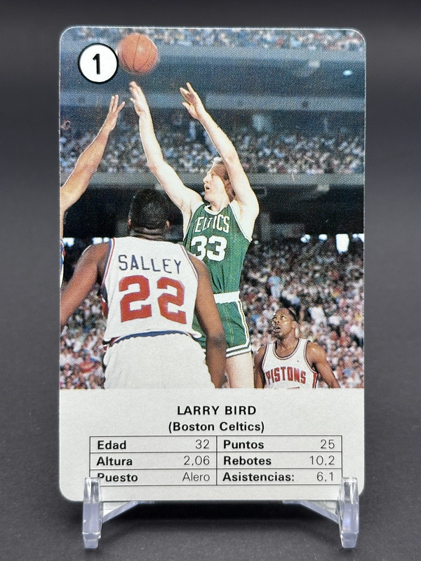 1988 Heraclio Fournier Estrellas NBA Larry Bird Card #1 (set from Spain) Celtics
