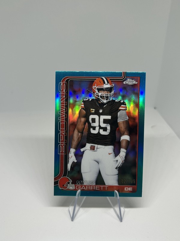 2025 Topps Chrome #70 Myles Garrett Aqua Refractor #/199