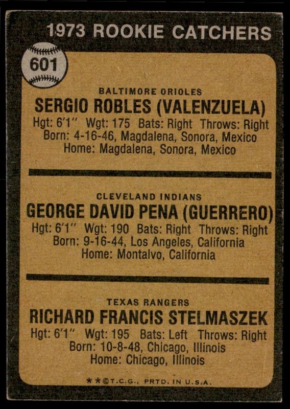 1973 Topps Rookie Catchers Robles / Pena / Stelmaszek RC #601 gallery