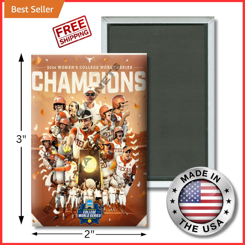 2026 NCAA Women’s Softball National Champions Texas Longhorns 2″ x 3″ Magnet