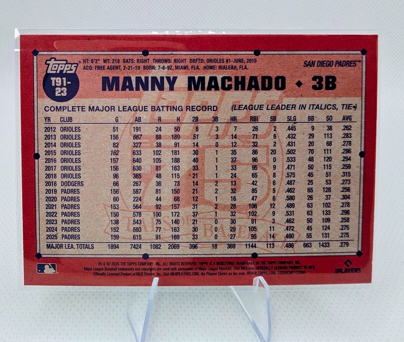 2026 Topps Series 1 - 1991 Topps Manny Machado #T91-23 - Crackleboard Foil gallery