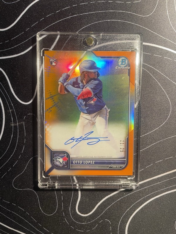 2022 Bowman Chrome Otto Lopez RC Orange Refractor Auto /25 #CRA-OL