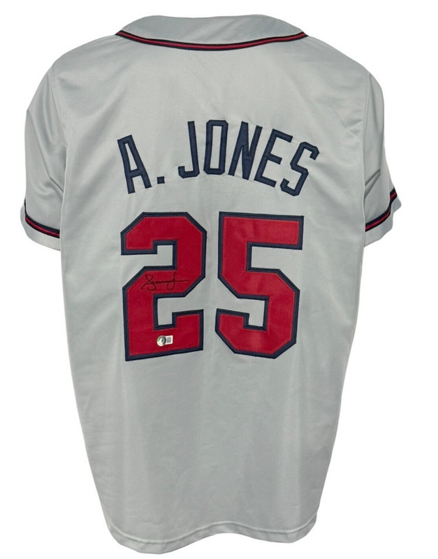 Atlanta Braves Andruw Jones Autographed Pro Style Grey Jersey BAS Authenticated