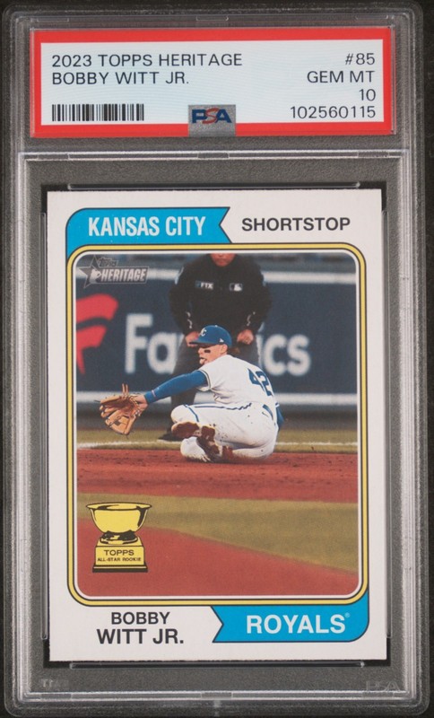 2023 TOPPS HERITAGE ALL STAR ROOKIE #85 BOBBY WITT JR. PSA 10