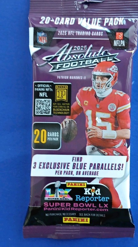 Panini 2025 Absolute Football NFL Value Pack Mahomes Chiefs Blue Parallels