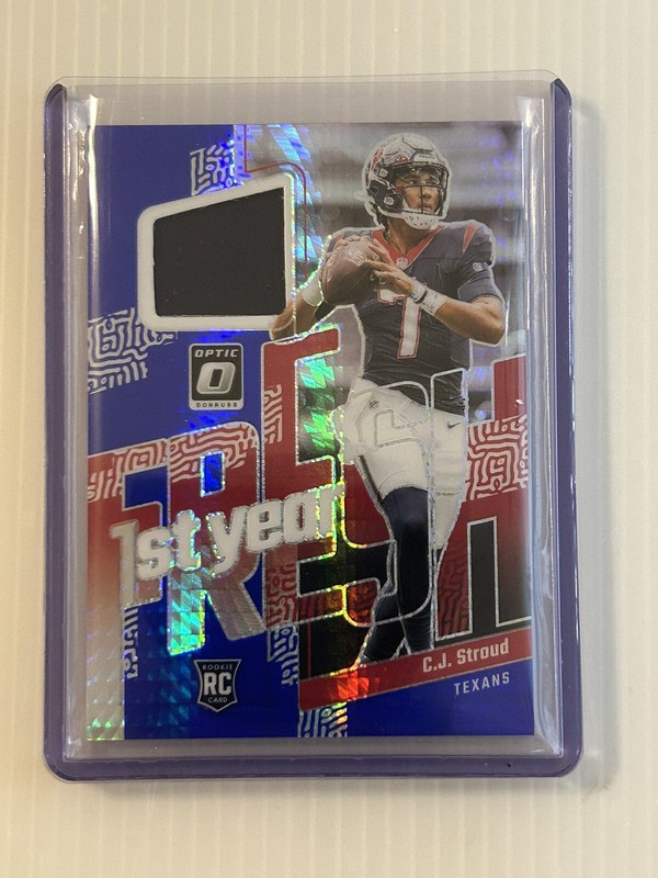 2023 Optic CJ Stroud 1st Year Fresh Hyper Blue Prizm Jersey RC Texans FYF-CJS
