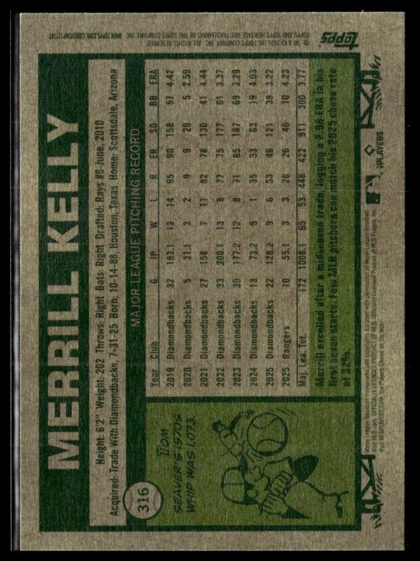 2026 Topps Heritage 316 Merrill Kelly Texas Rangers Short Print SP gallery