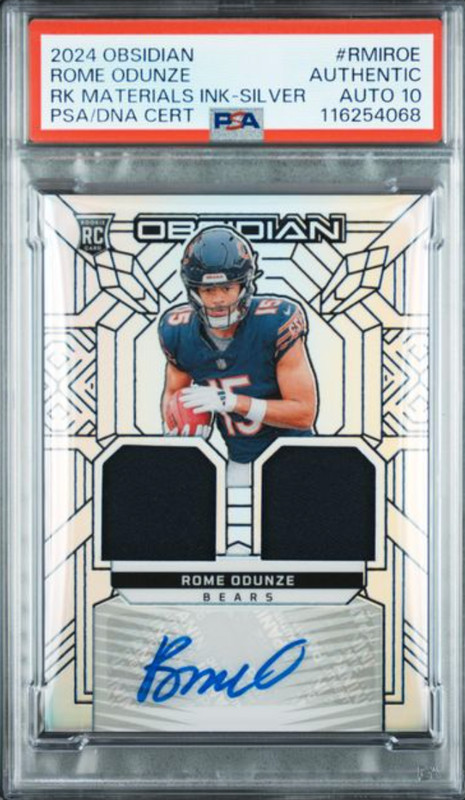 2024 OBSIDIAN #RMIROE ROME ODUNZE RK MATERIALS INK-SILVER PSA AUTHENTIC AUTO 10