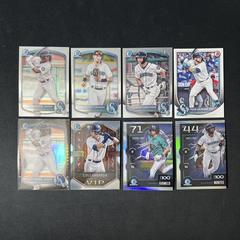 Seattle MARINERS 2025 Topps Bowman 8 CHROME Card Lot INSERTS & REPTILIAN – B405
